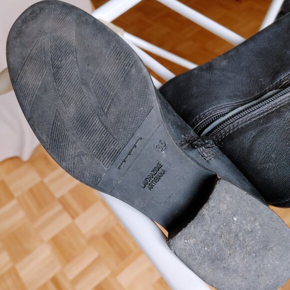 💯% Genuine Leather Over the knee Black Boots - low heels - size 36 - Picture 8 of 16